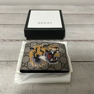 Tiger print GG Supreme wallet